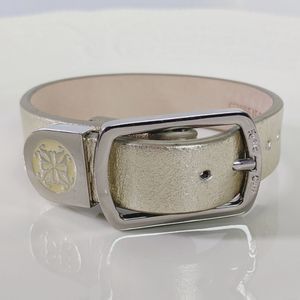 Rustic Cuff  Gold Metallic Leather Silver Buckle